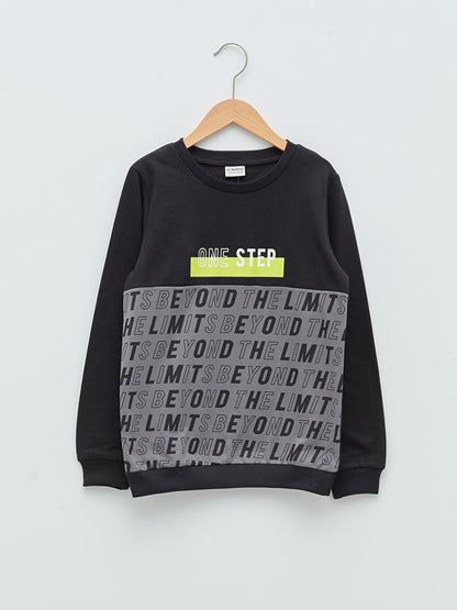 Crew Neck Printed Long Sleeve Boy's Sweatshirt