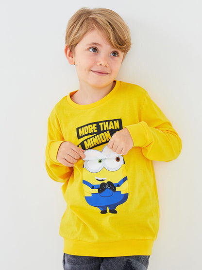 Crew Neck Minions Printed Long Sleeve Boy's Sweatshirt