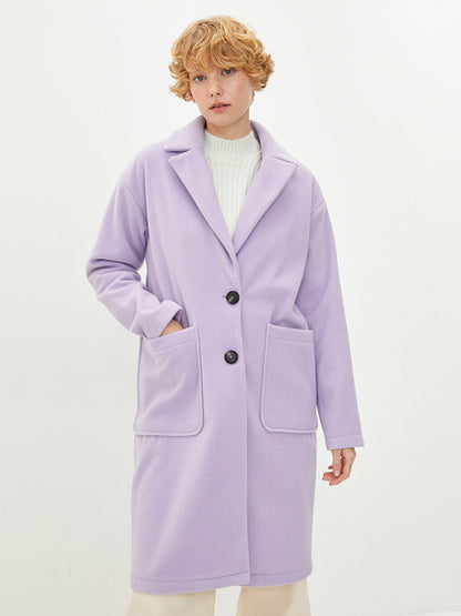 Jacket Collar Plain Long Sleeve Slim Women's Cashmere Coat