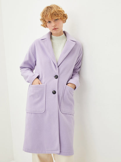 Jacket Collar Plain Long Sleeve Slim Women's Cashmere Coat