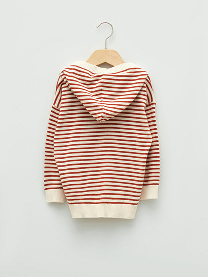 Hooded Long Sleeve Striped Cotton Baby Boy Knitwear Sweater