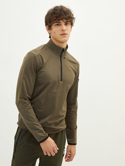 Zippered High Collar Long Sleeve Men's Sweatshirt