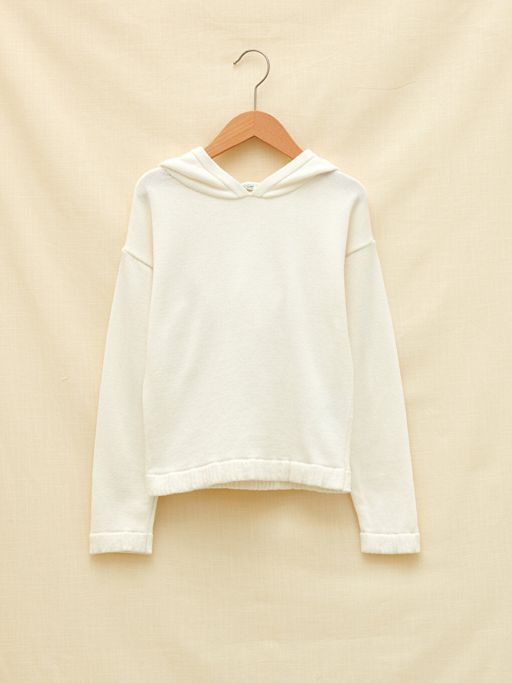 Hooded Basic Long Sleeve Organic Cotton Girls' Knitwear Sweater