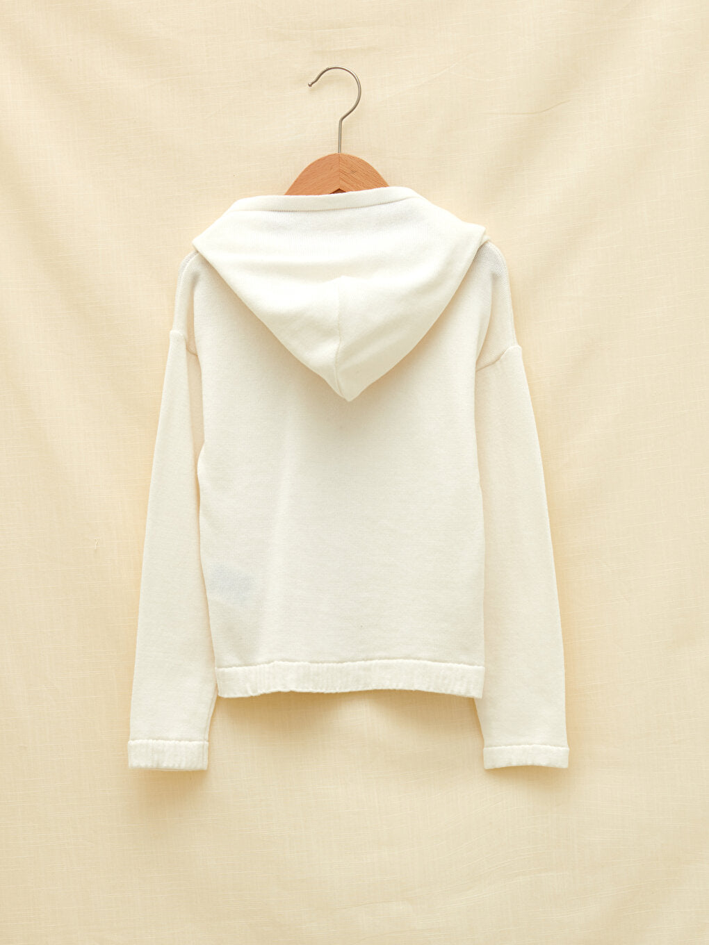 Hooded Basic Long Sleeve Organic Cotton Girls' Knitwear Sweater