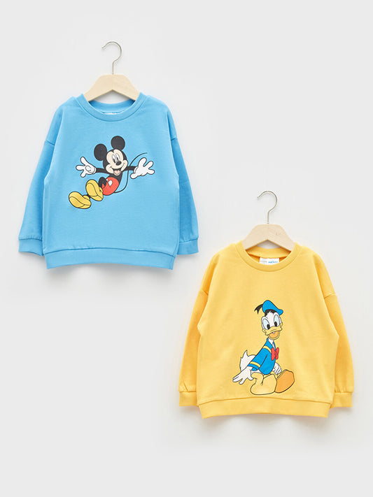 Crew Neck Disney Printed Long Sleeve Baby Boy Sweatshirt 2-pack