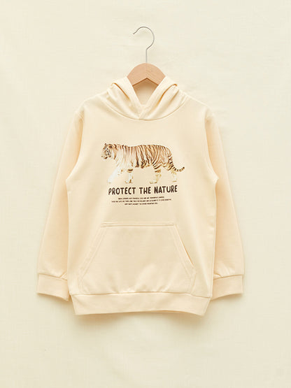 Hooded Printed Long Sleeve Boy's Sweatshirt