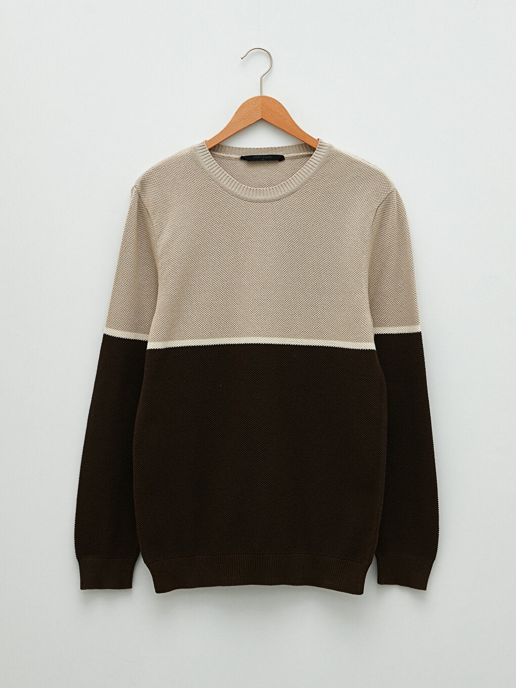 Crew Neck Long Sleeve Color Block Men's Knitwear Sweater