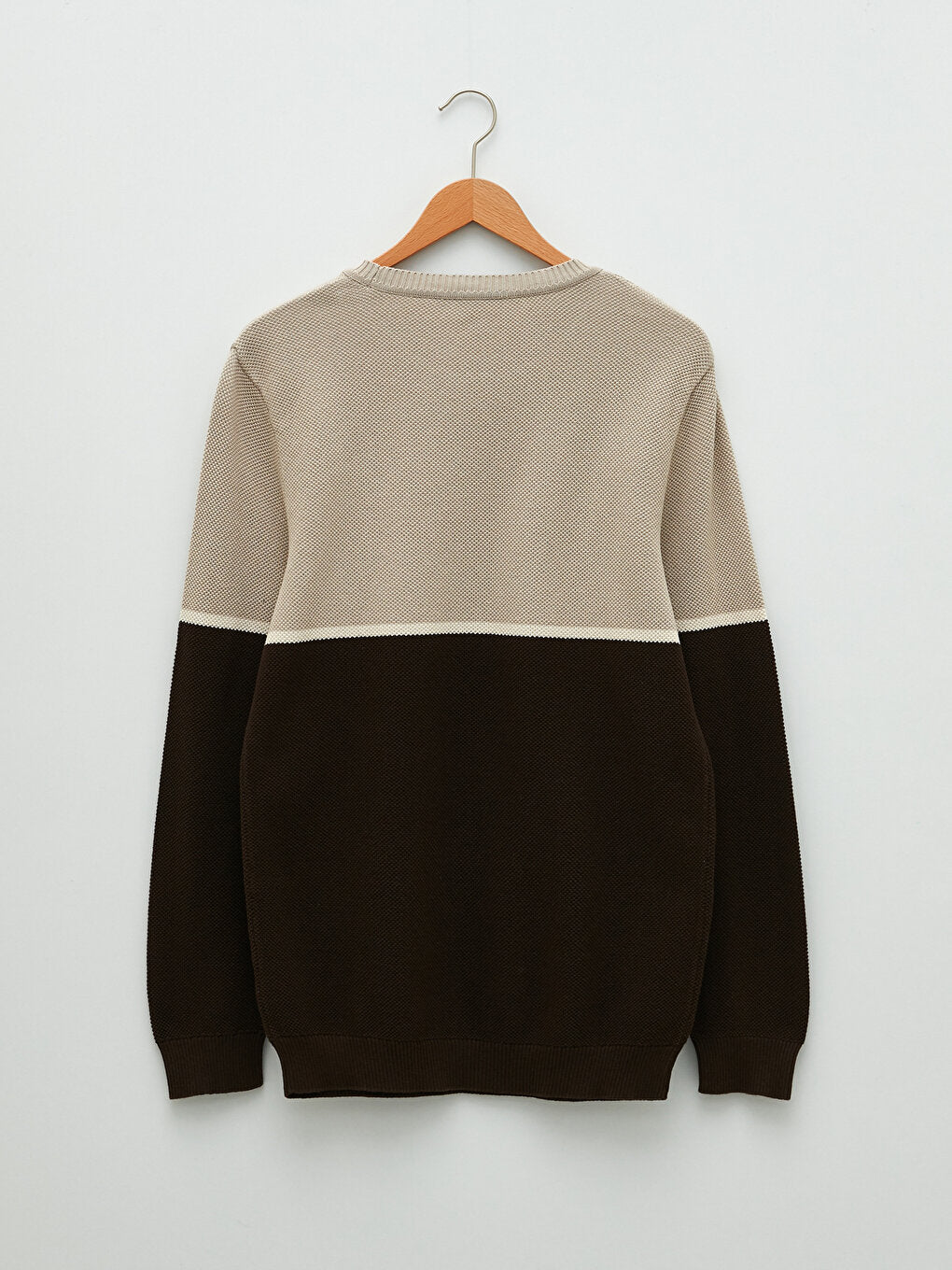 Crew Neck Long Sleeve Color Block Men's Knitwear Sweater