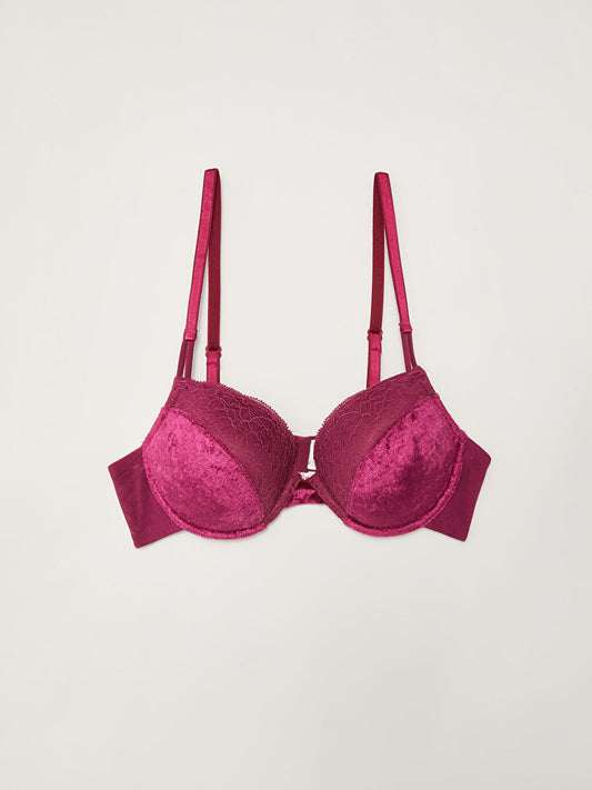 Underwire Lace Detailed Unpadded Satin T-Shirt Bra