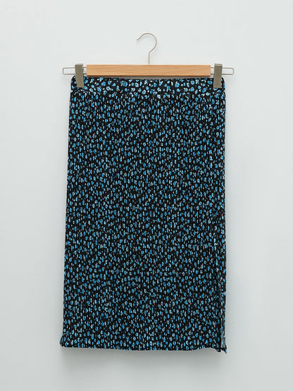 Patterned Slit Detailed Women's Skirt