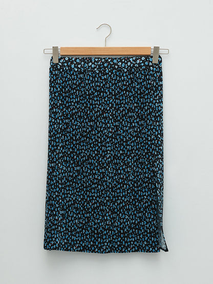 Patterned Slit Detailed Women's Skirt