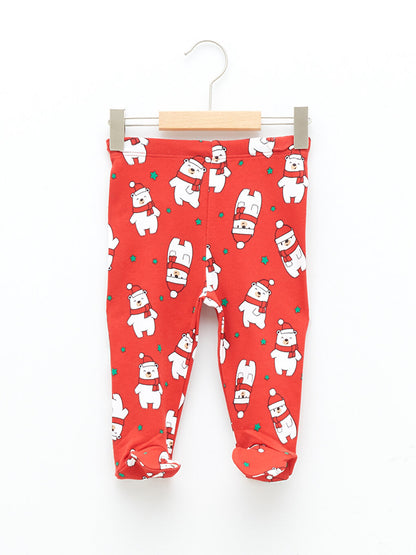 New Year's Themed Cotton Baby Boy Trousers with Elastic Waist, 2-pack