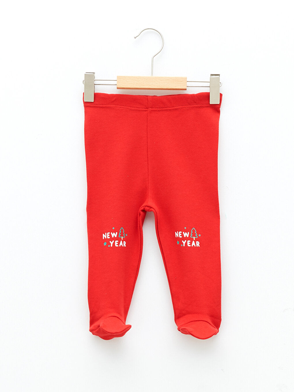 New Year's Themed Cotton Baby Boy Trousers with Elastic Waist, 2-pack