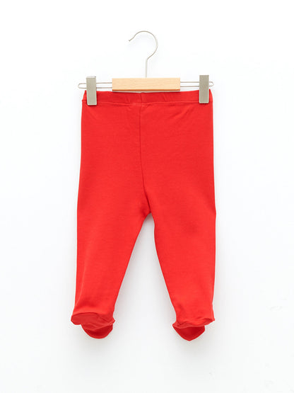 New Year's Themed Cotton Baby Boy Trousers with Elastic Waist, 2-pack