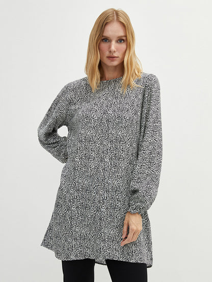 Crew Neck Patterned Long Sleeve Viscose Women's Tunic