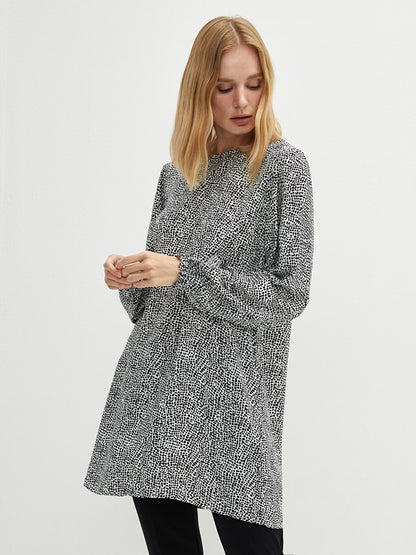 Crew Neck Patterned Long Sleeve Viscose Women's Tunic