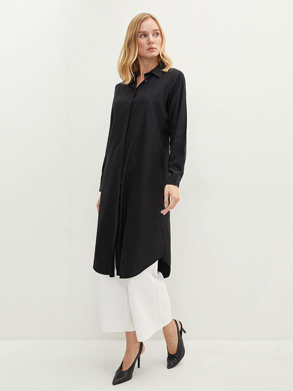 Plain Long Sleeve Women's Shirt Tunic