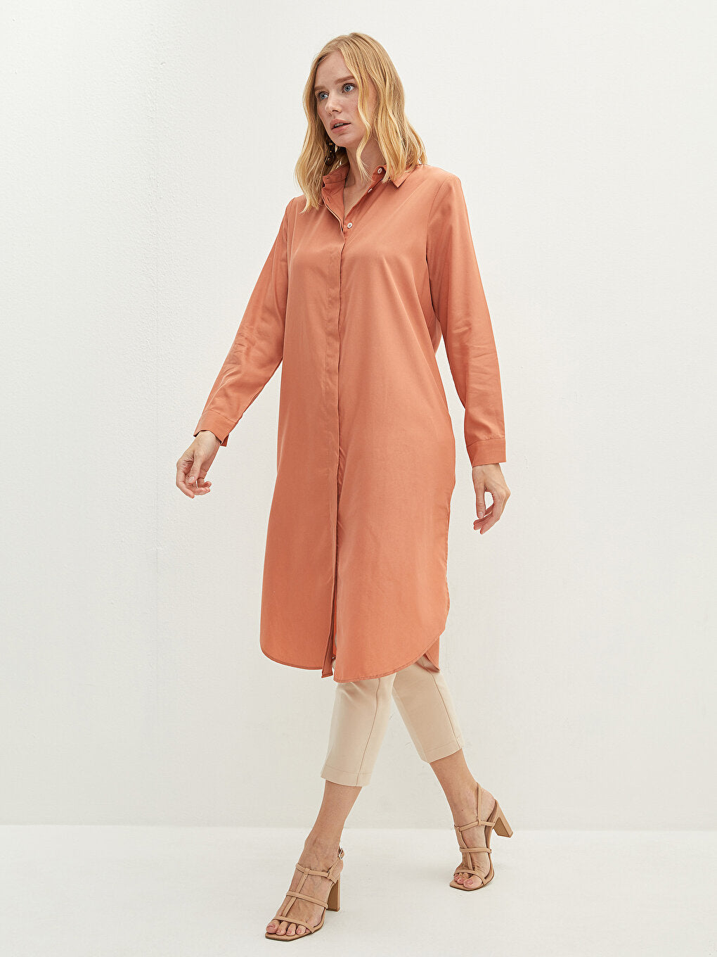 Plain Long Sleeve Women's Shirt Tunic