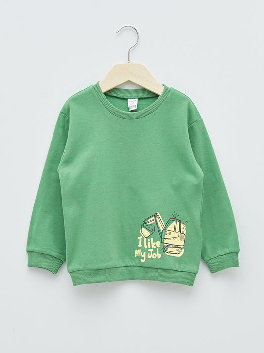 Crew Neck Long Sleeve Printed Baby Boy Sweatshirt