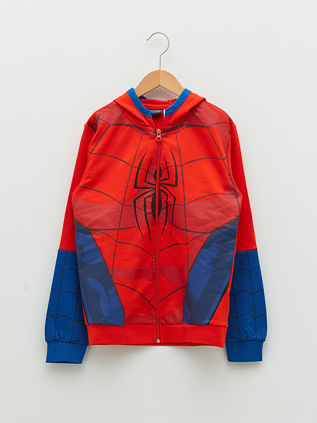 Hooded Spiderman Printed Long Sleeve Boys Zipper Sweatshirt