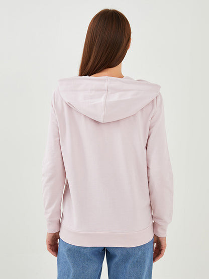 Hooded Collar Long Sleeve Plain Women's Cardigan