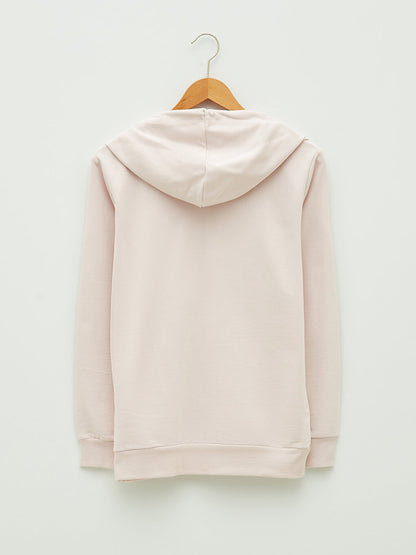 Hooded Collar Long Sleeve Plain Women's Cardigan