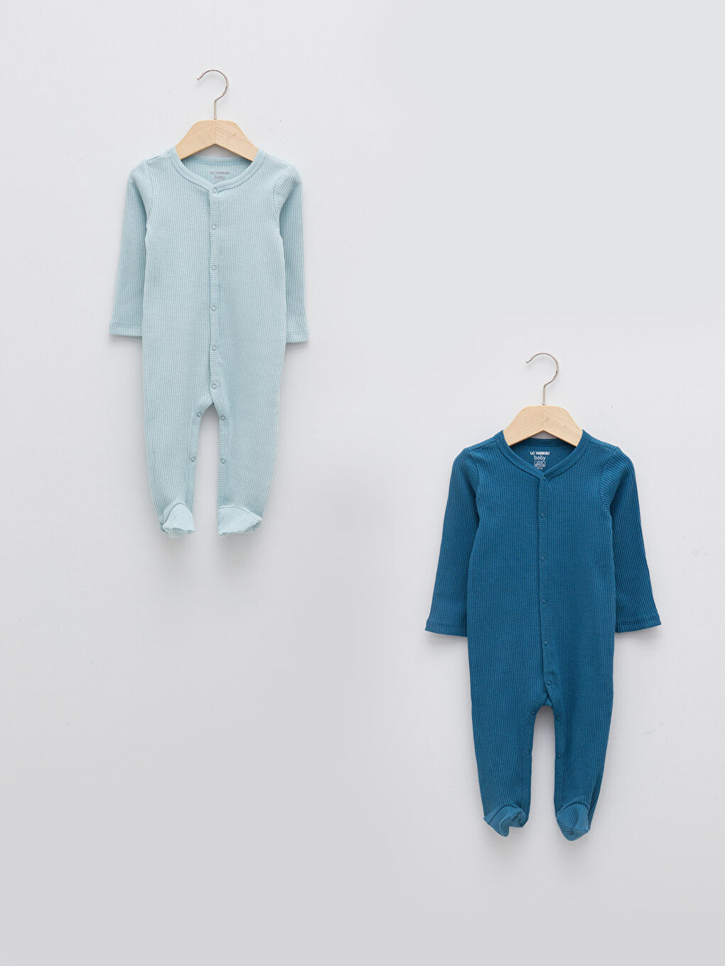 Crew Neck Long Sleeve Cotton Baby Boy Jumpsuit 2-pack