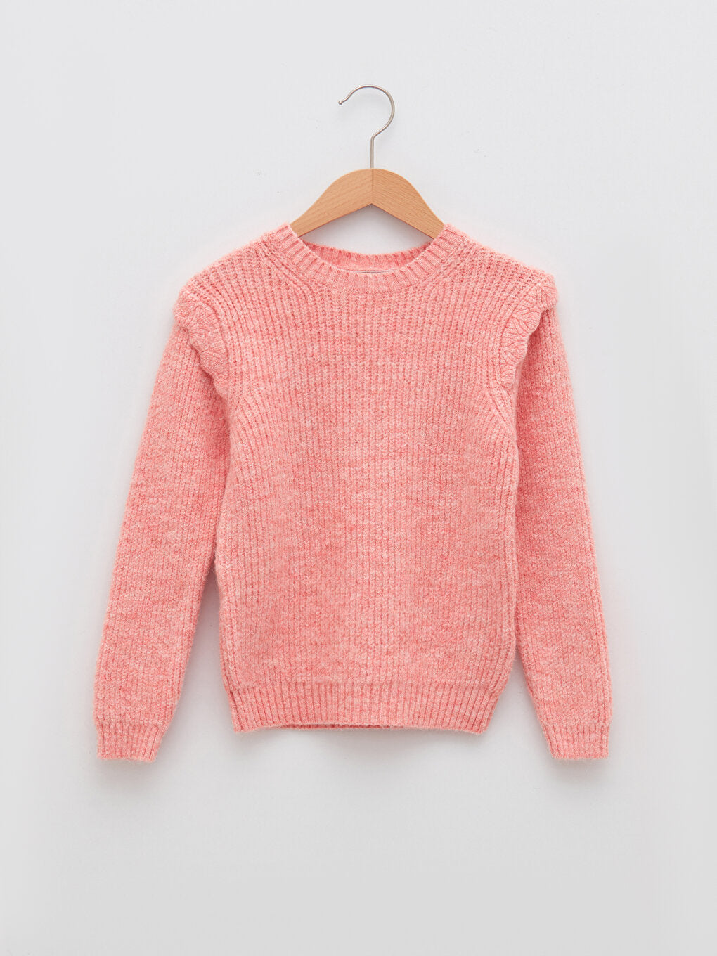 Crew Neck Basic Long Sleeve Girl's Knitwear Sweater