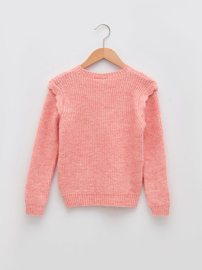 Crew Neck Basic Long Sleeve Girl's Knitwear Sweater