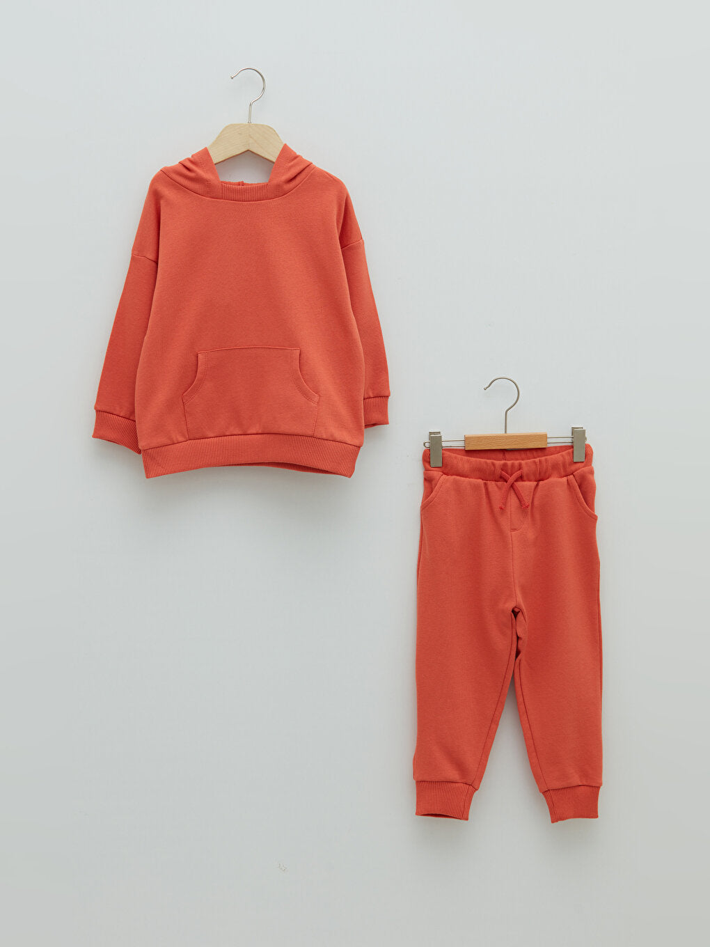 Hooded Long Sleeve Basic Baby Boy Sweatshirt and Trousers 2-Piece Set