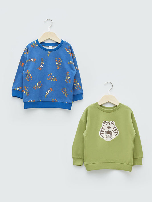 Crew Neck Long Sleeve Printed Baby Boy Sweatshirt 2-pack