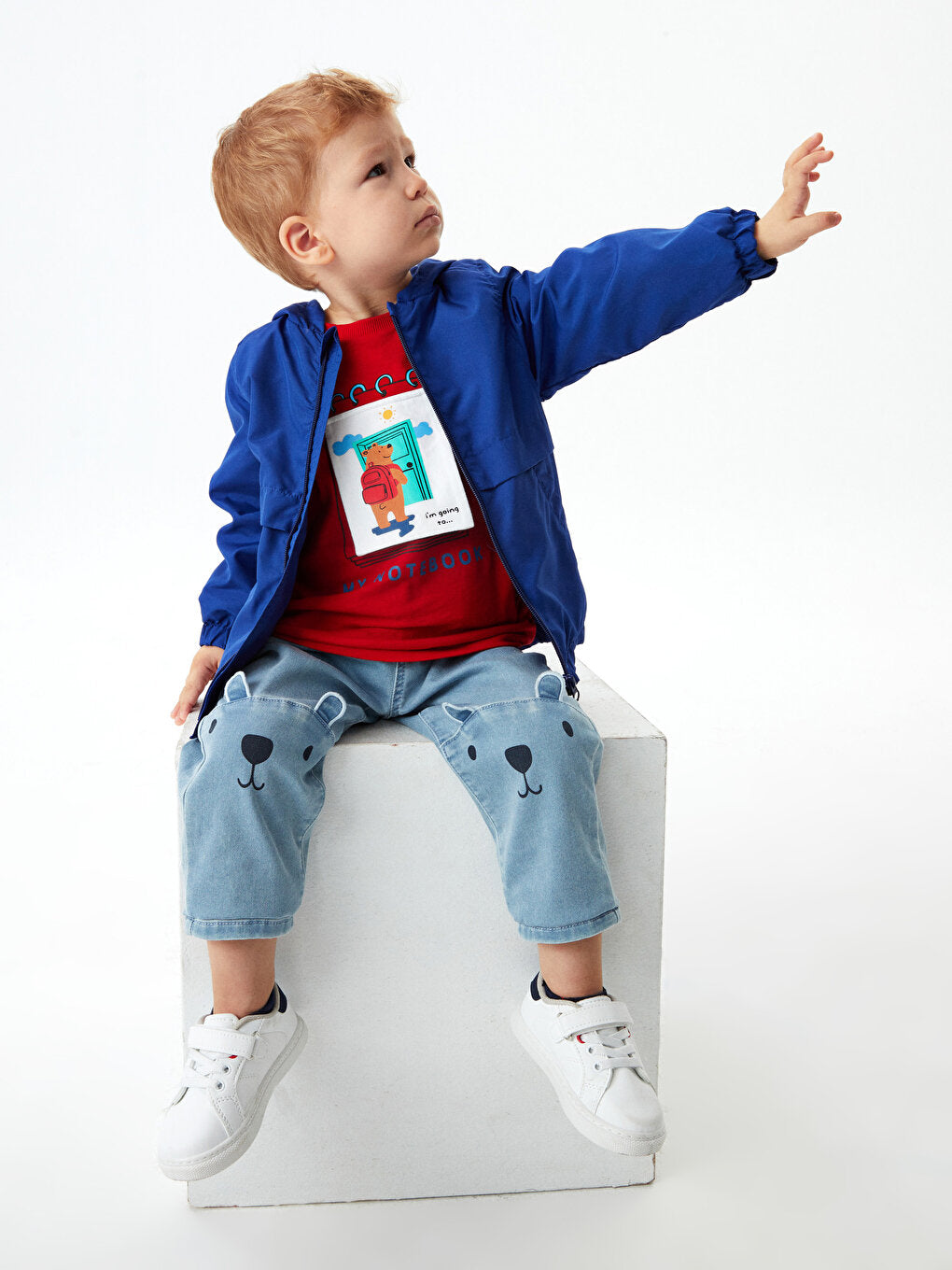 Printed Baby Boy Jean Trousers with Elastic Waist