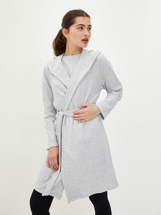 Double Breasted Neck Straight Long Sleeve Women's Dressing Gown