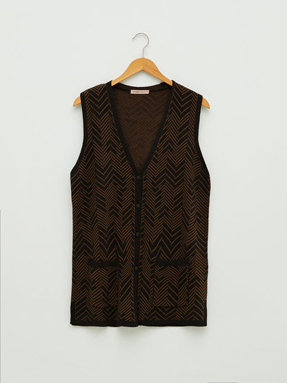 V-Neck Patterned Women's Vest