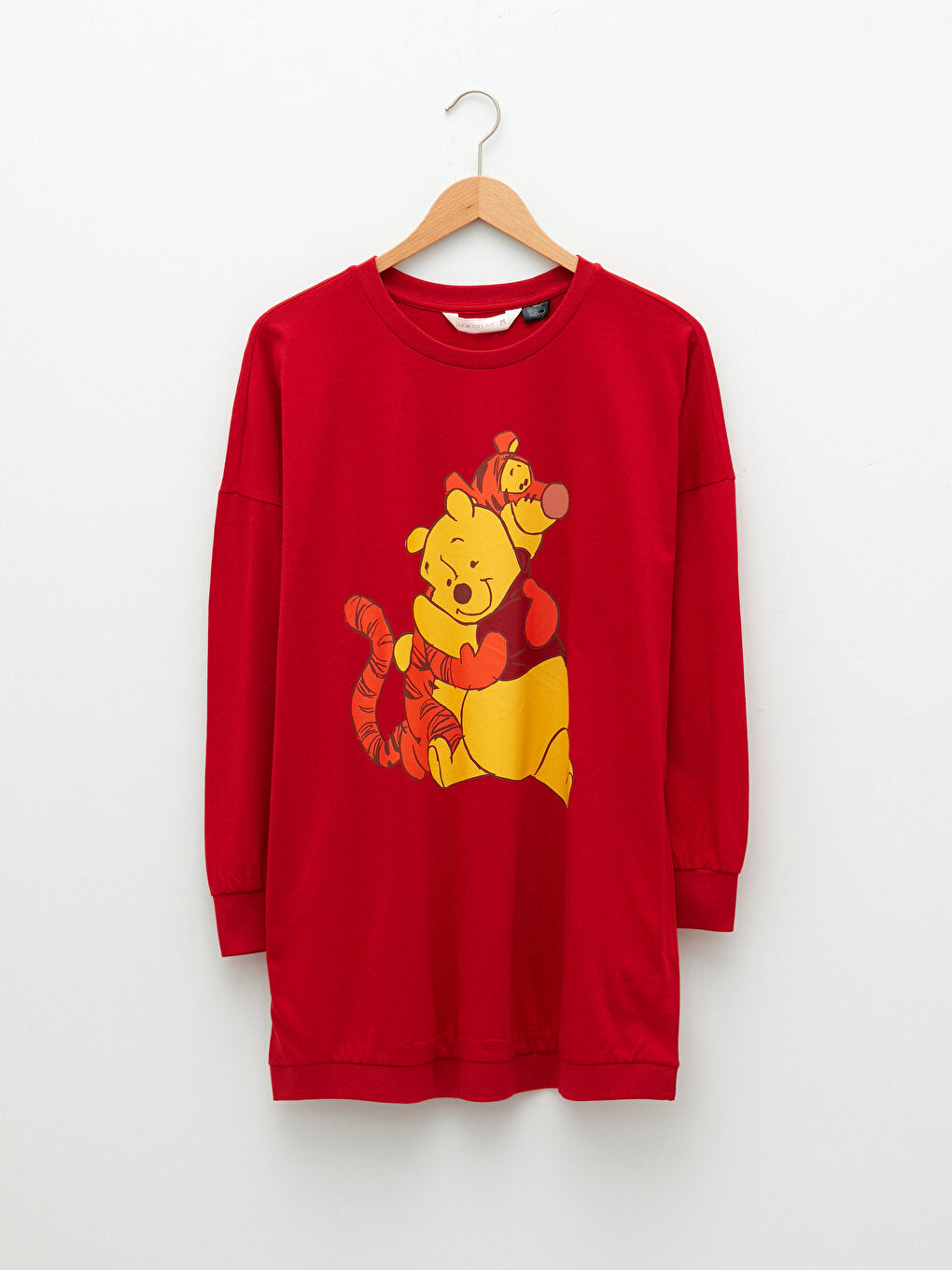 Crew Neck Winnie the Pooh Printed Long Sleeve Women's Pajama Set