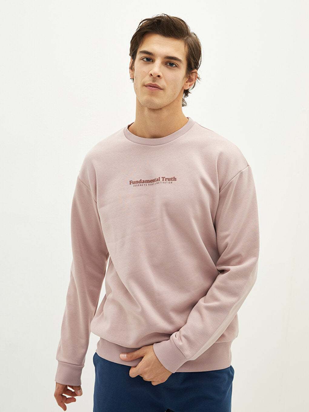 Crew Neck Long Sleeve Printed Men's Sweatshirt