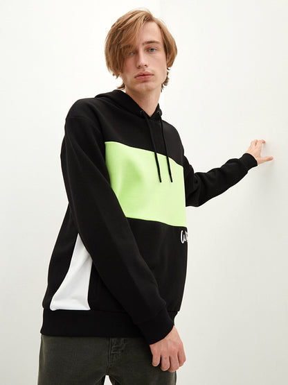 Long Sleeve Color Blocked Men's Hoodie