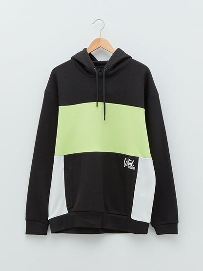 Long Sleeve Color Blocked Men's Hoodie