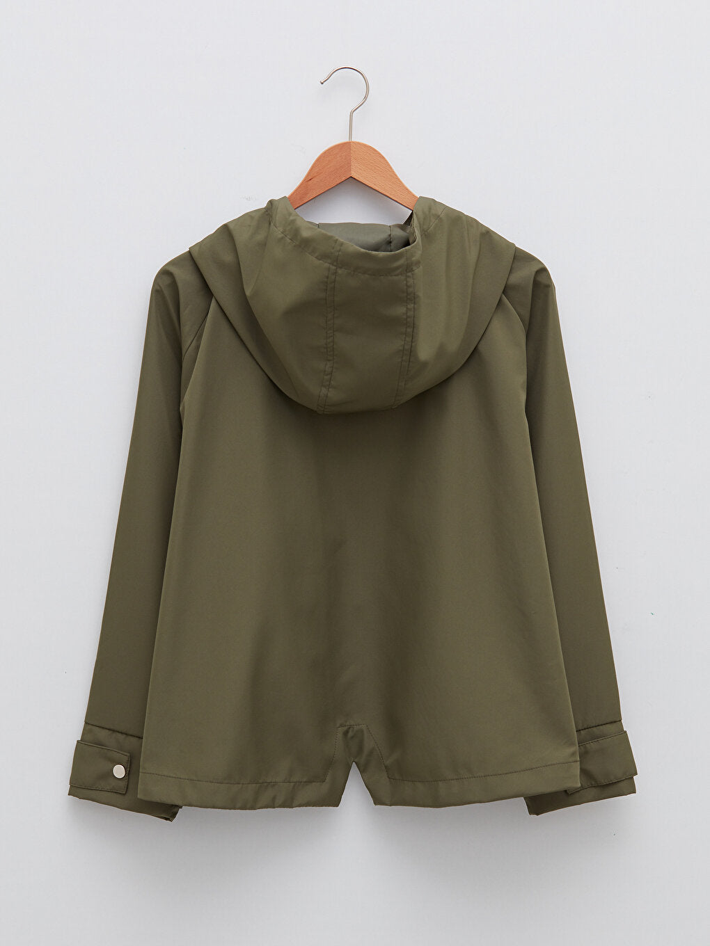 Hooded Plain Pocket Detailed Long Sleeve Women's Raincoat