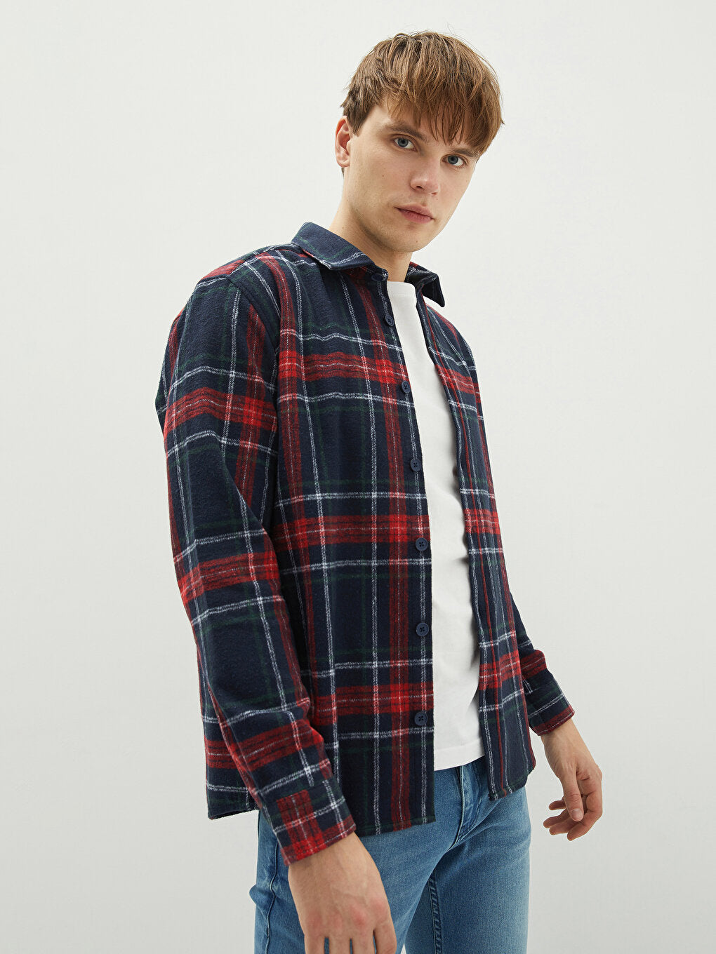 Regular Fit Long Sleeve Plaid Men's Lumberjack Shirt Jacket