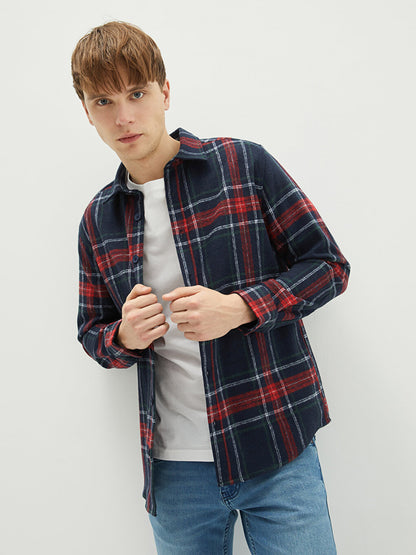 Regular Fit Long Sleeve Plaid Men's Lumberjack Shirt Jacket