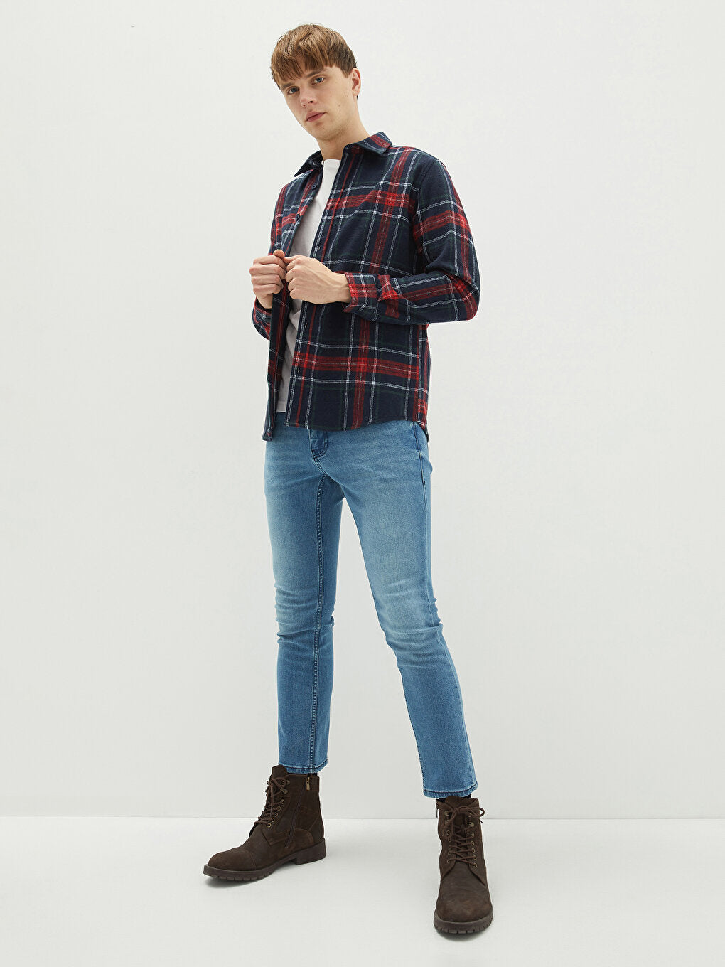 Regular Fit Long Sleeve Plaid Men's Lumberjack Shirt Jacket