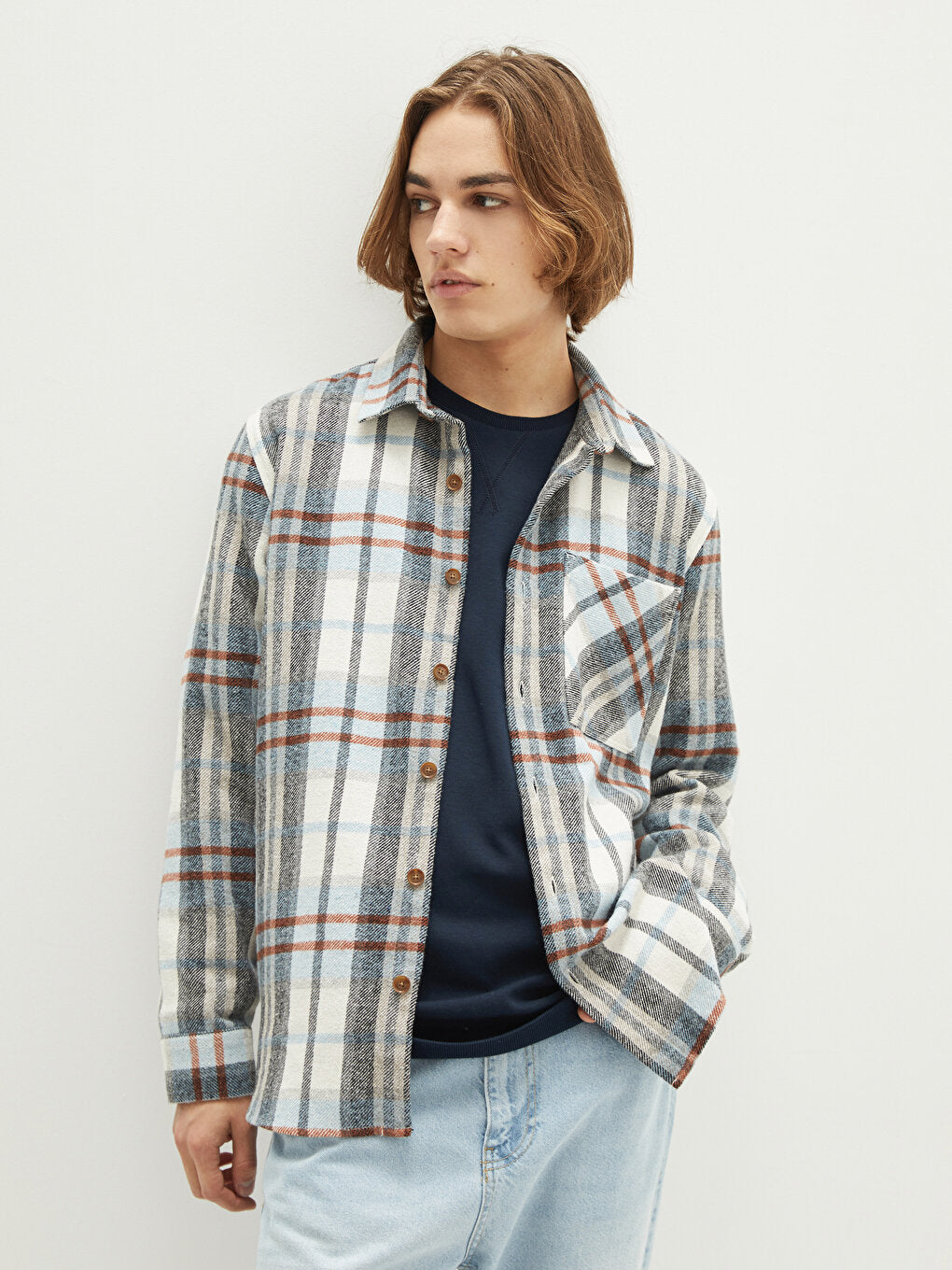 Regular Fit Long Sleeve Plaid Men's Lumberjack Shirt Jacket