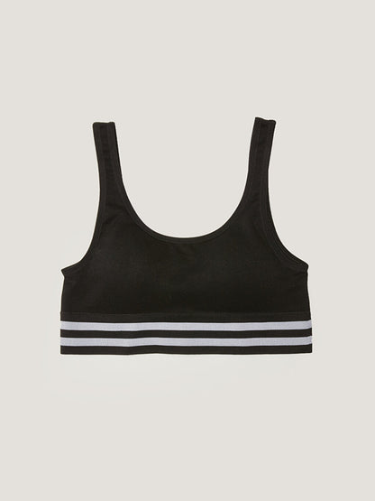 Non-wired, Padded, Stripe Detailed Sports Bra