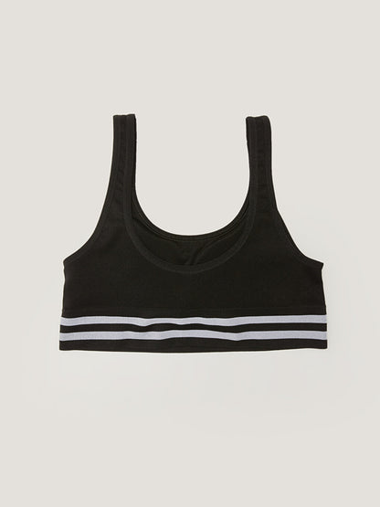 Non-wired, Padded, Stripe Detailed Sports Bra