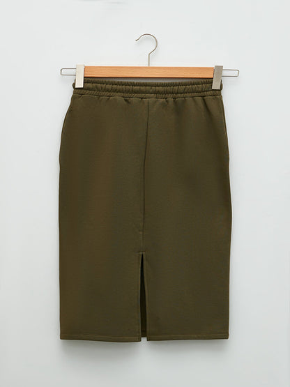 Women's Skirt with Elastic Waist Straight Pocket Detail