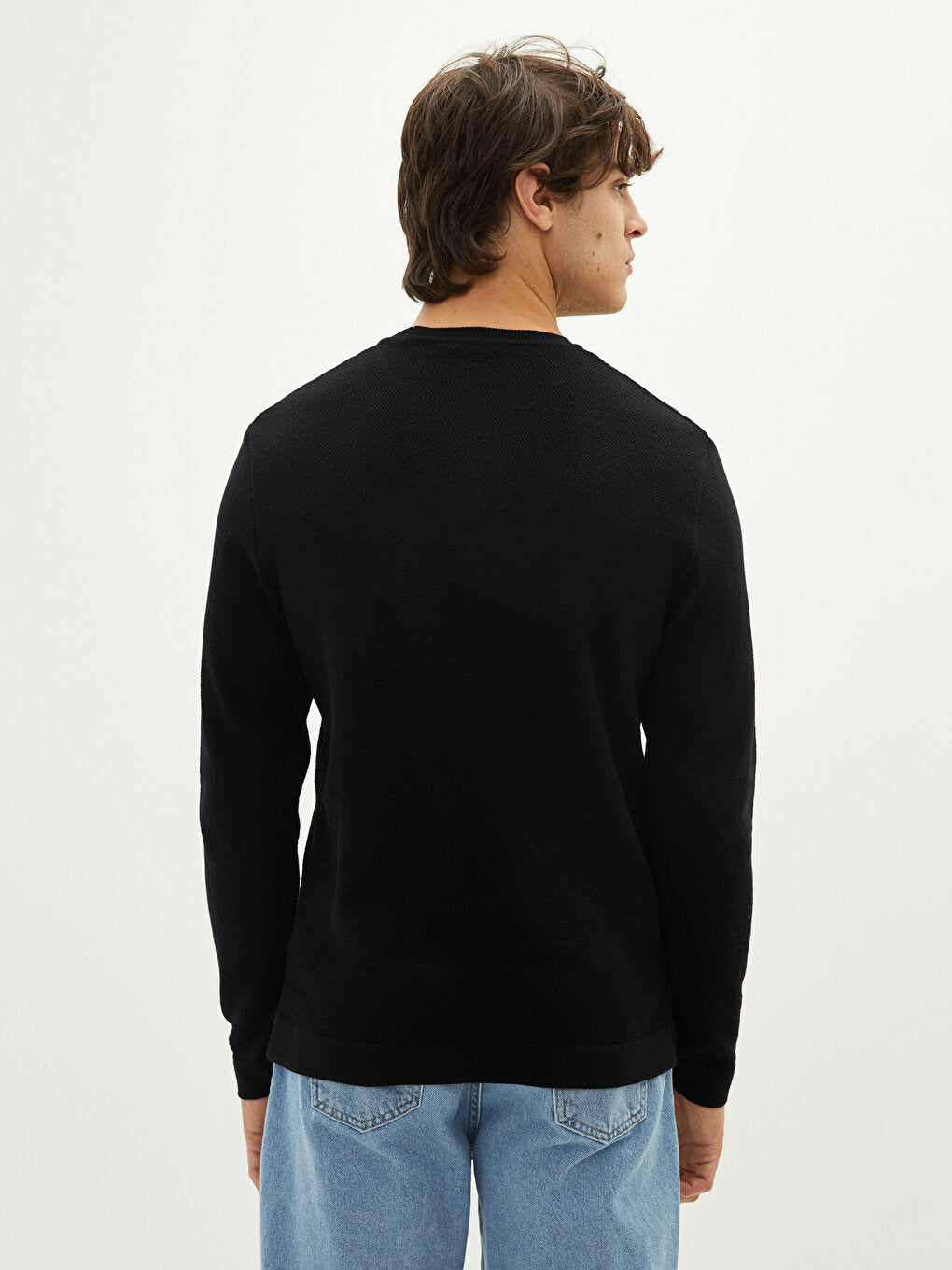 Crew Neck Long Sleeve Men's Knitwear Sweater