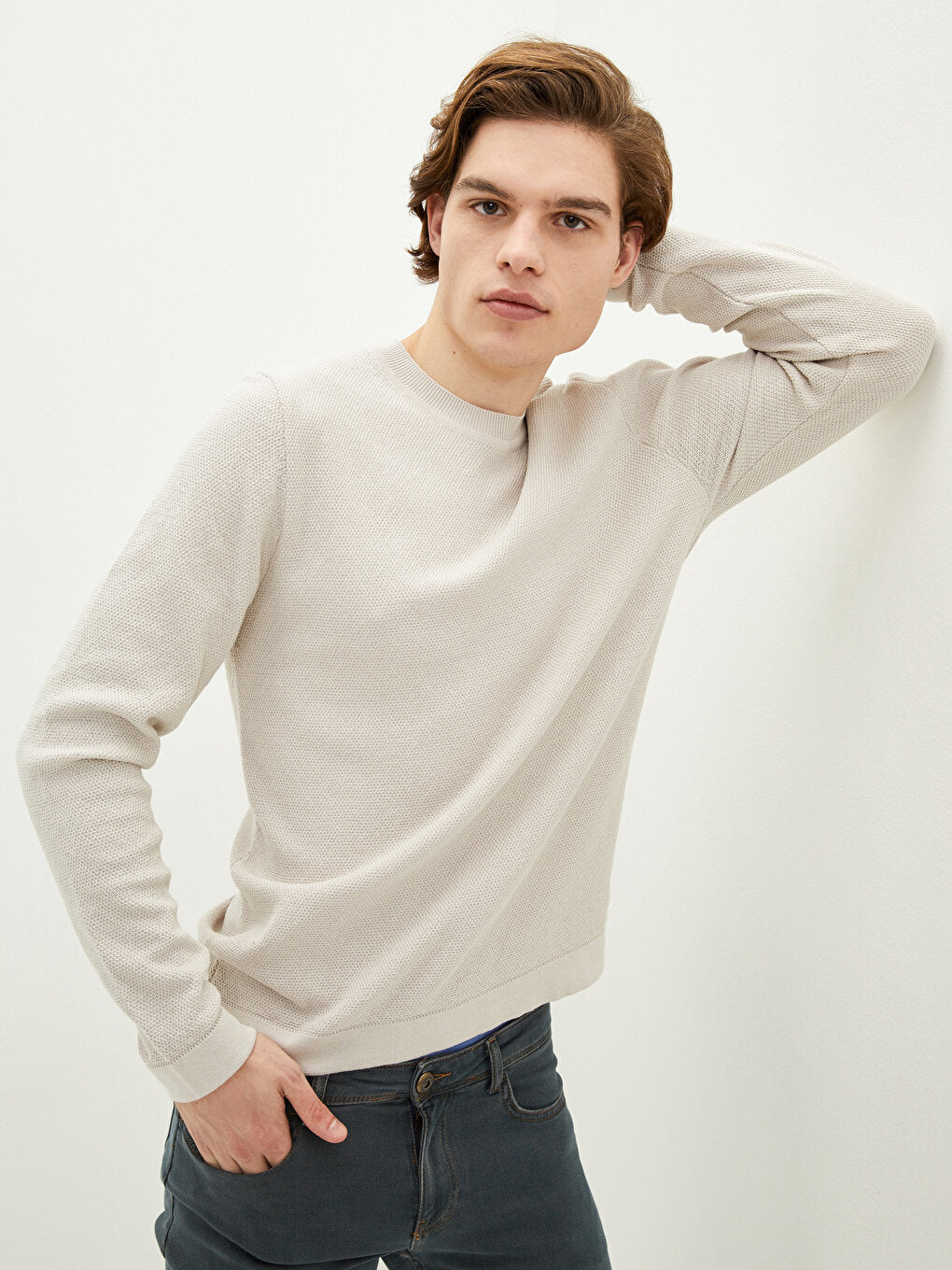 Crew Neck Long Sleeve Men's Knitwear Sweater