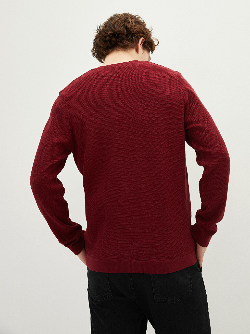 Crew Neck Long Sleeve Men's Knitwear Sweater