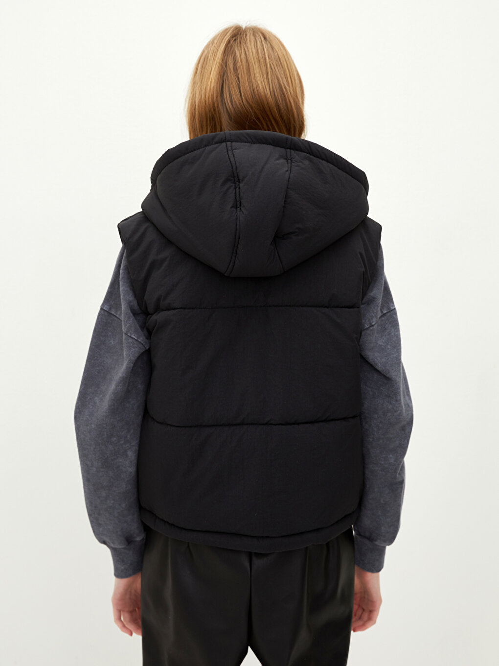 Women's Hooded Plain Puffer Vest